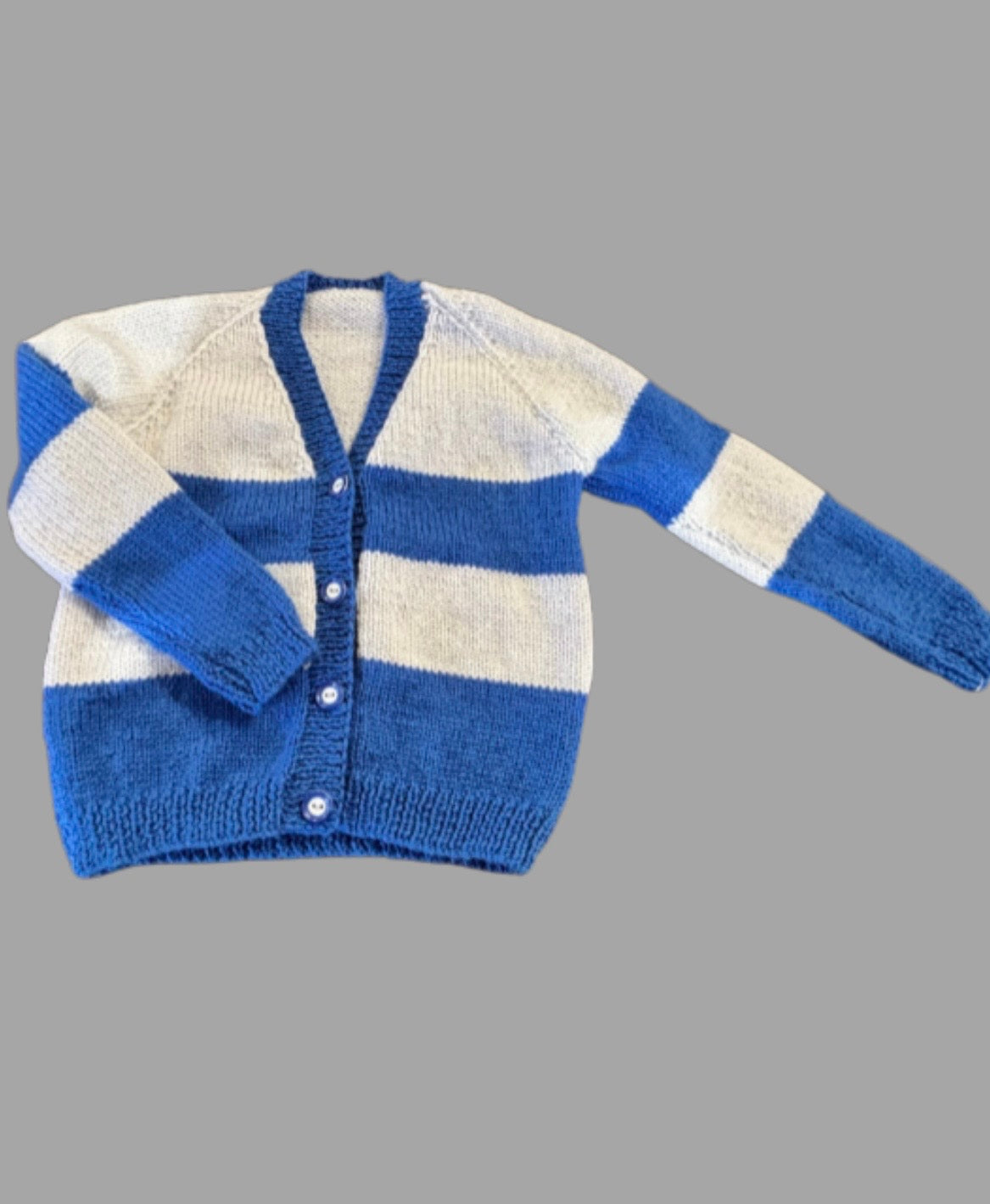 BLUE AND CREAM CARDI