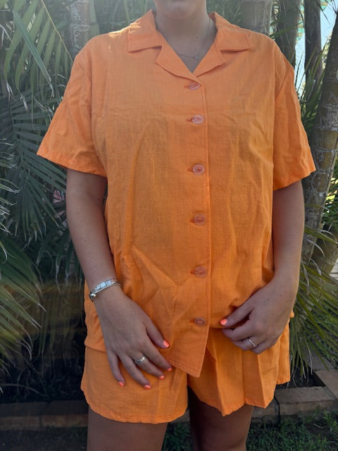 ORANGE LADIES SHORT PJ SET