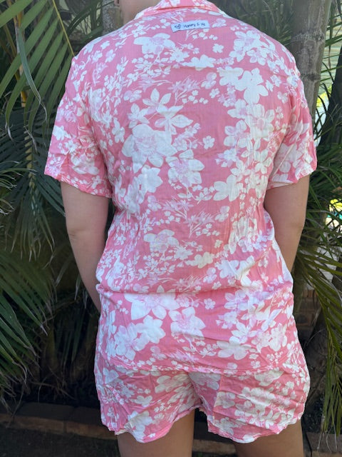 PINK FLORAL SHORT PJ SET
