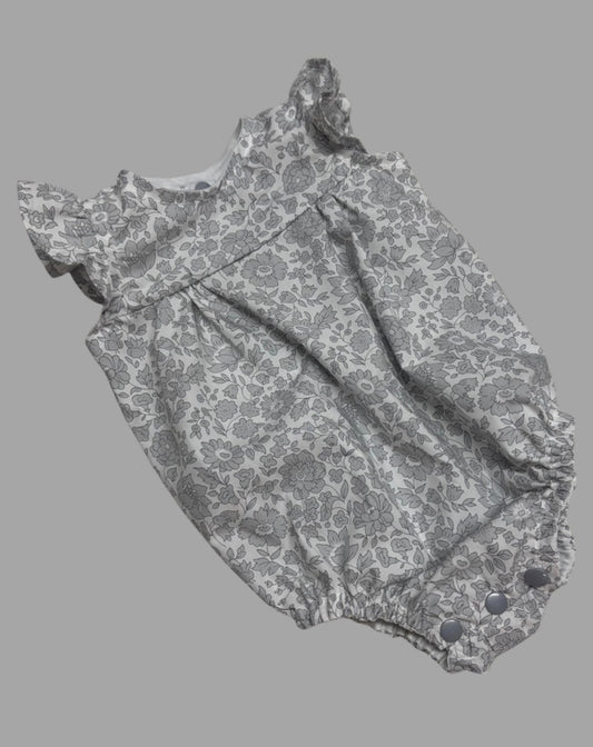 GREY FLORAL FRILLY ROMPER