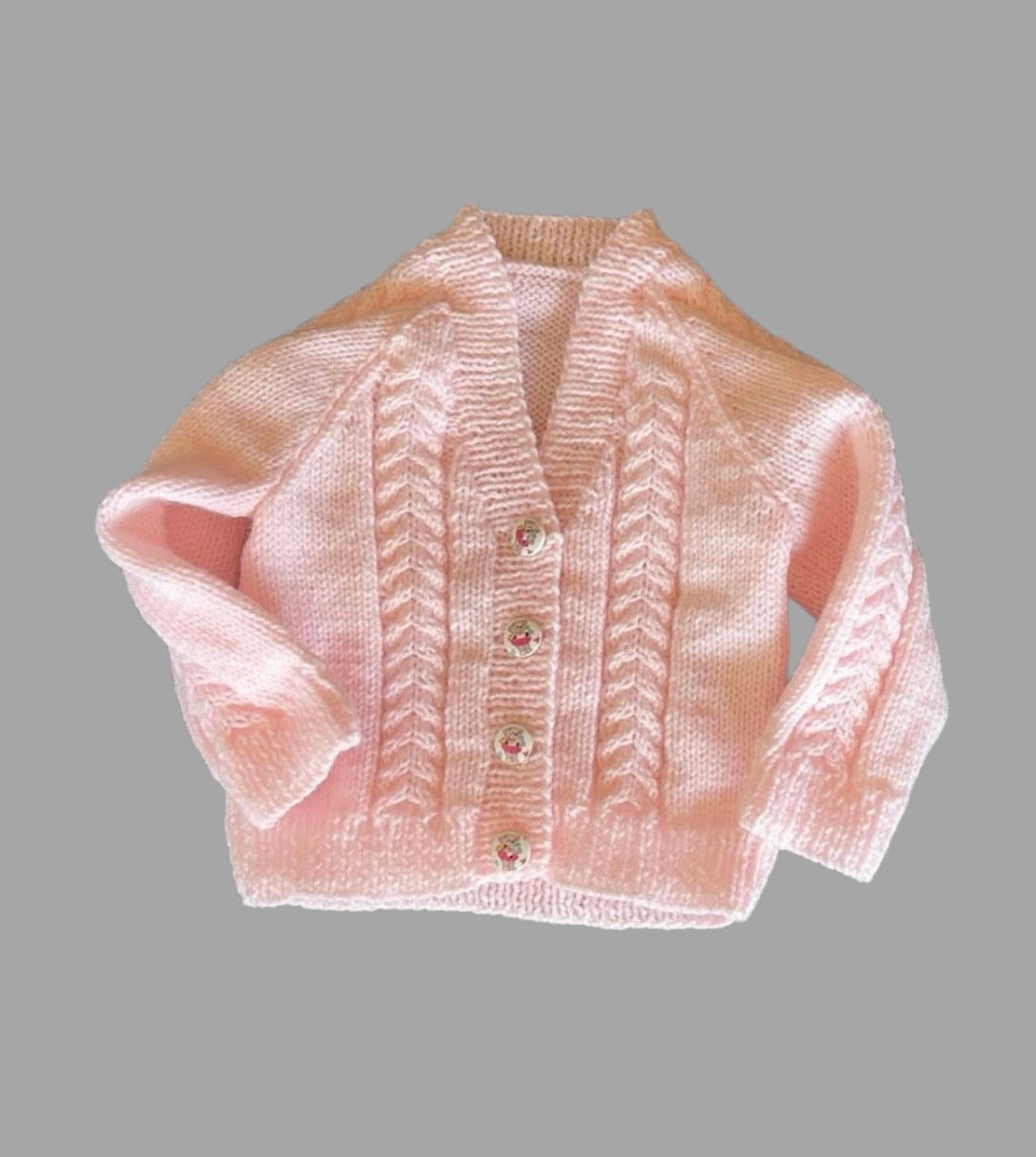 BEAR BUTTONED PINK CARDI