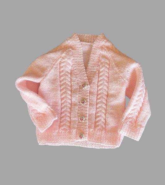 BEAR BUTTONED PINK CARDI