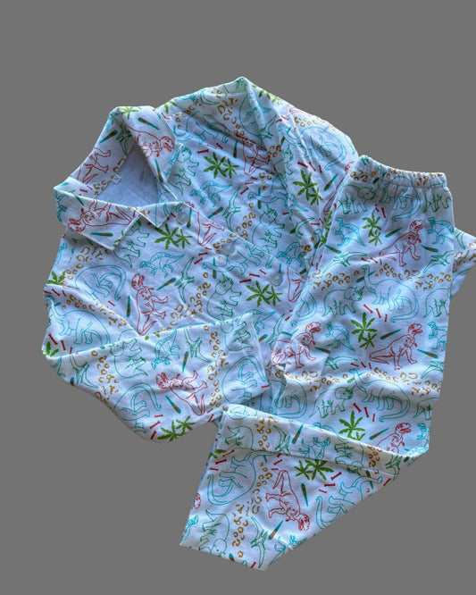 WHITE DINO WINTER PJ SET