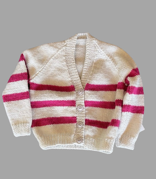 PINK STRIPE CARDI