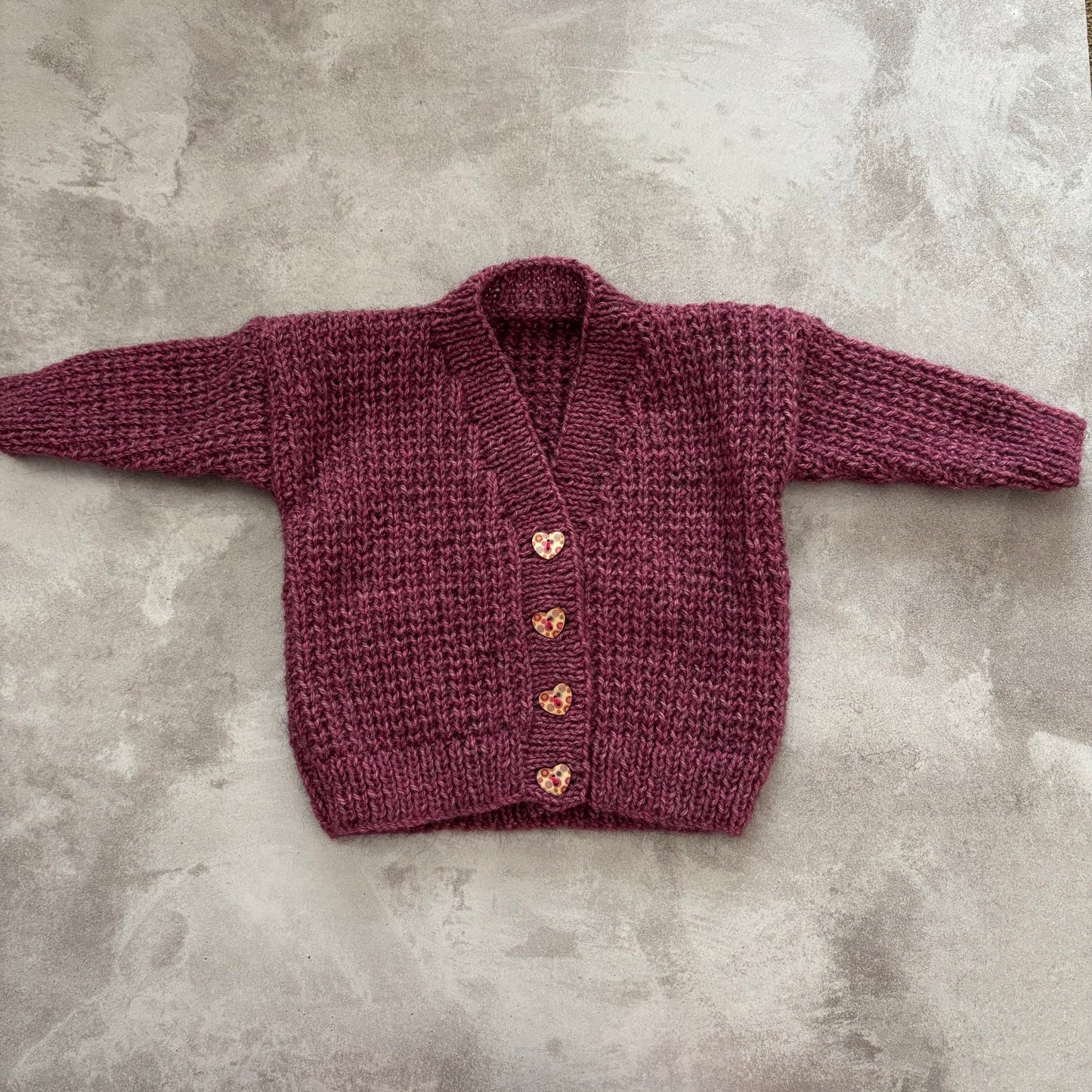 HEART BUTTONED CARDI
