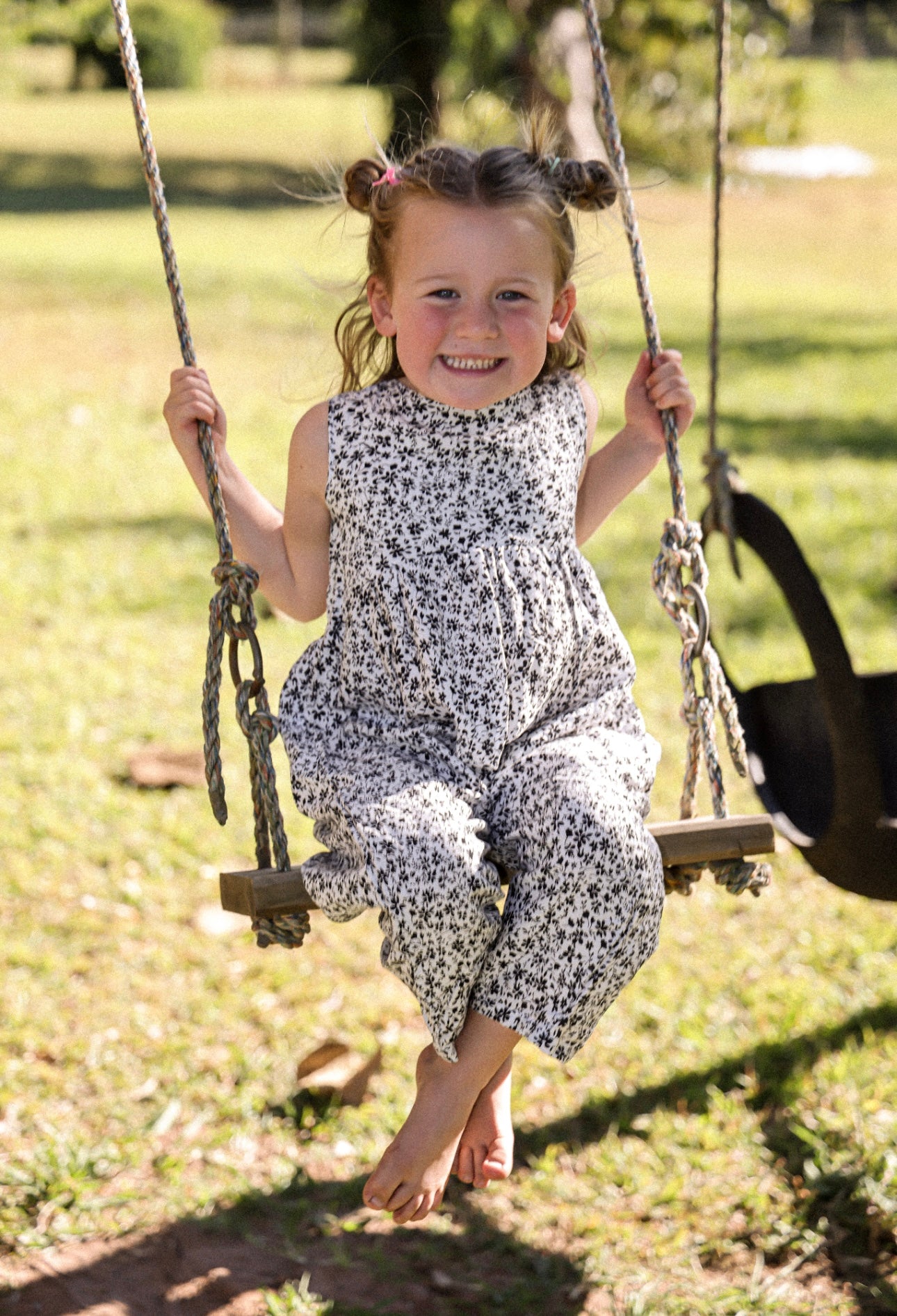 BLACK AND WHITE FLORAL GABI DUNGAREE